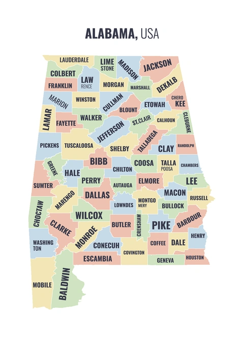 County map of Alabama