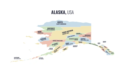 County map of Alaska