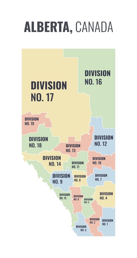 Census division map of Alberta