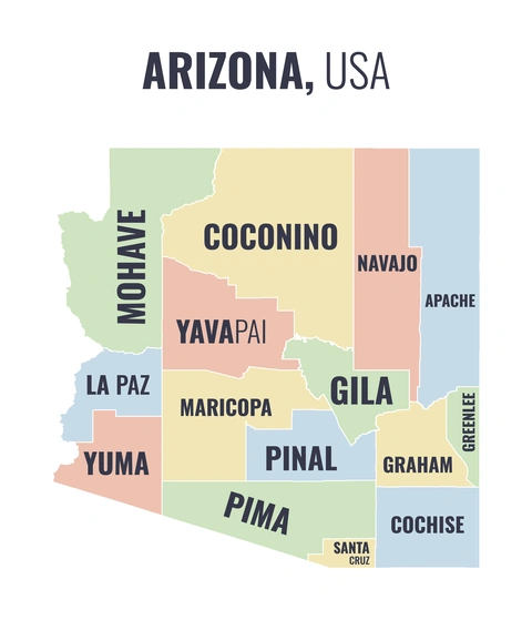 County map of Arizona