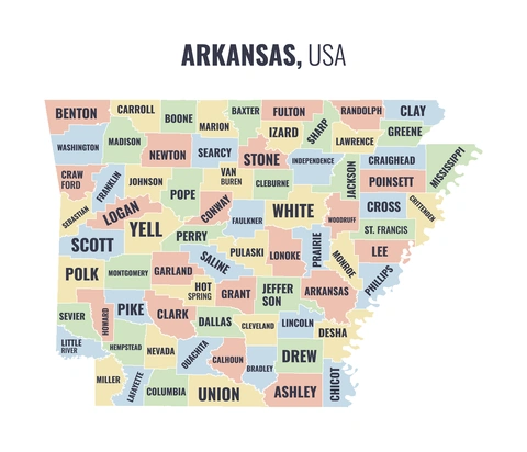 County map of Arkansas