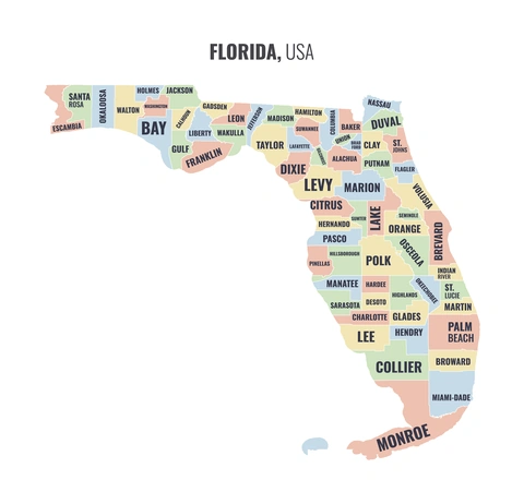 County map of Florida