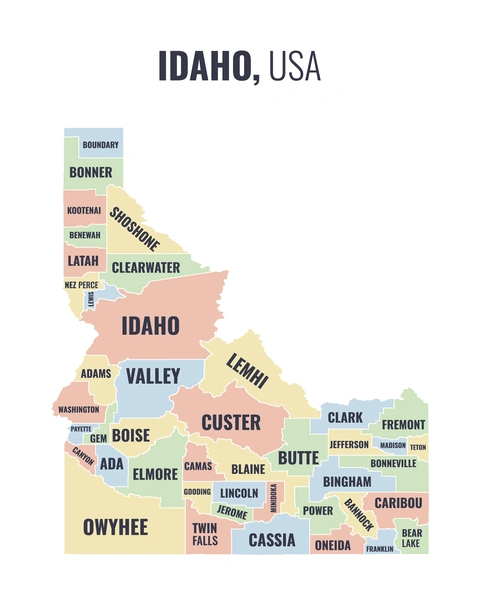 County map of Idaho