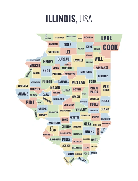 County map of Illinois