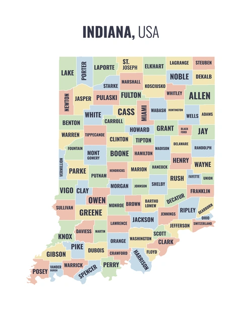 County map of Indiana