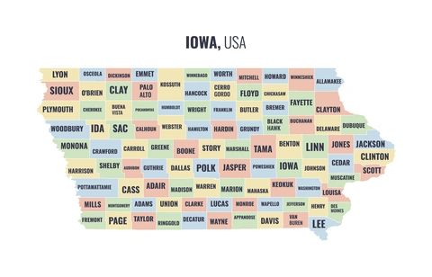 County map of Iowa