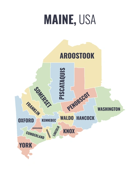County map of Maine