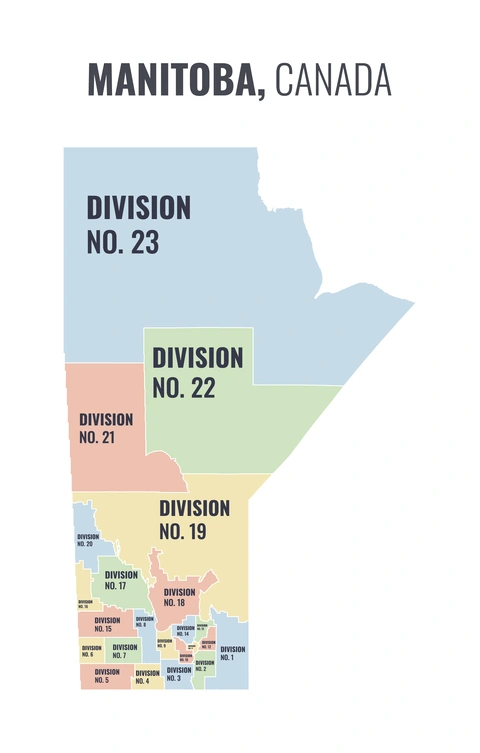 Census division map of Manitoba