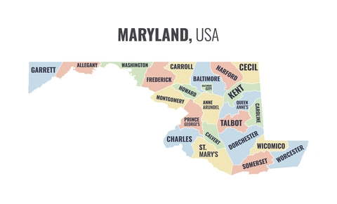 County map of Maryland