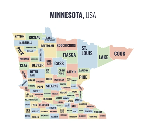 County map of Minnesota