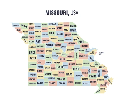 County map of Missouri