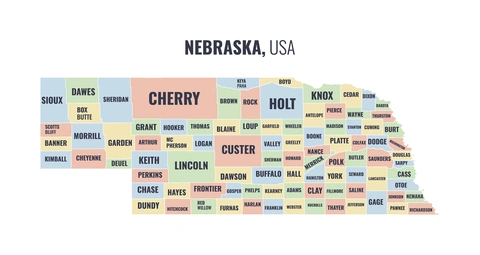 County map of Nebraska
