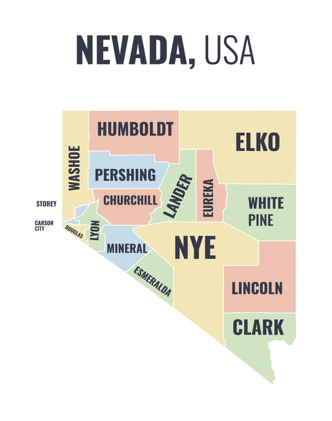County map of Nevada