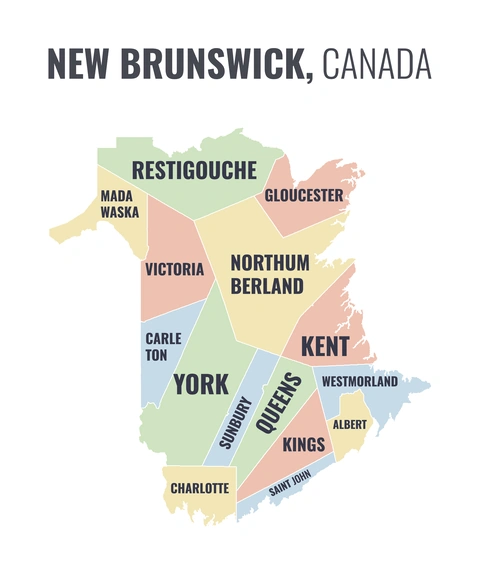 Census division map of New Brunswick