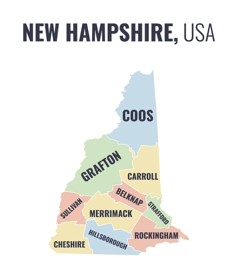 County map of New Hampshire
