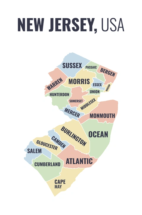 County map of New Jersey