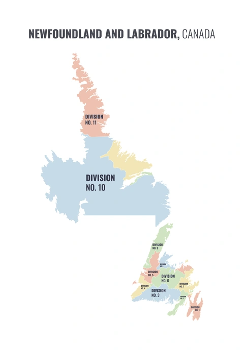 Census division map of Newfoundland and Labrador