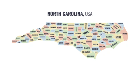 County map of North Carolina