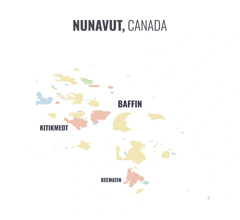 Census division map of Nunavut