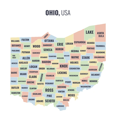 County map of Ohio