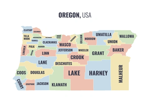 County map of Oregon
