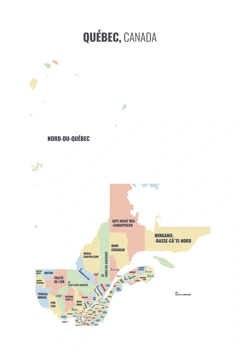 Census division map of Quebec