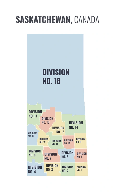 Census division map of Saskatchewan