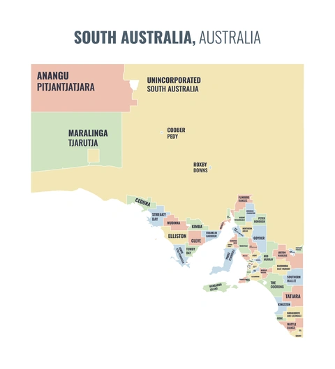 Local government area map of South Australia