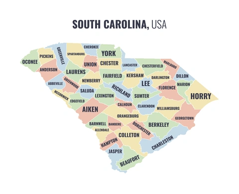 County map of South Carolina