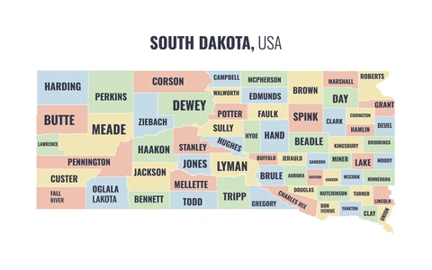 County map of South Dakota