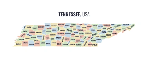 County map of Tennessee