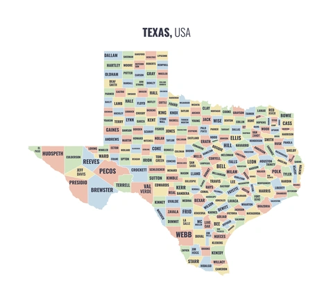 County map of Texas