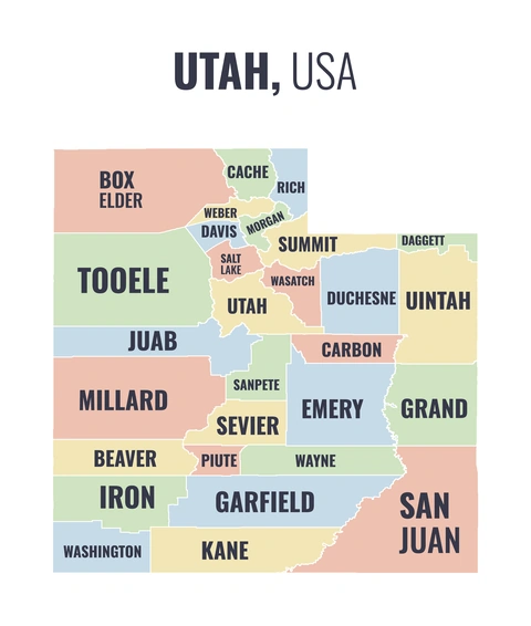 County map of Utah