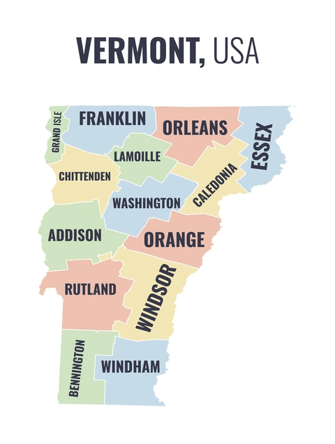 County map of Vermont
