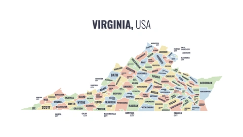 County map of Virginia