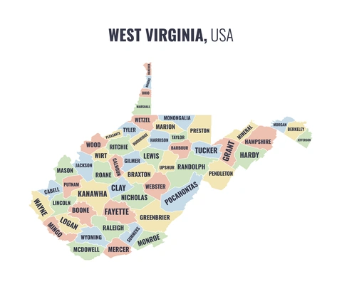 County map of West Virginia
