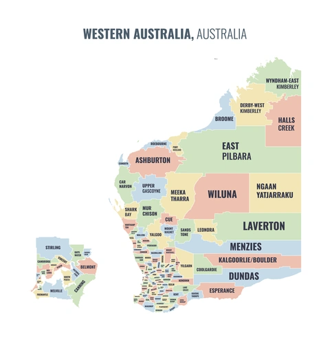 Local government area map of Western Australia