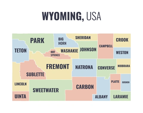County map of Wyoming