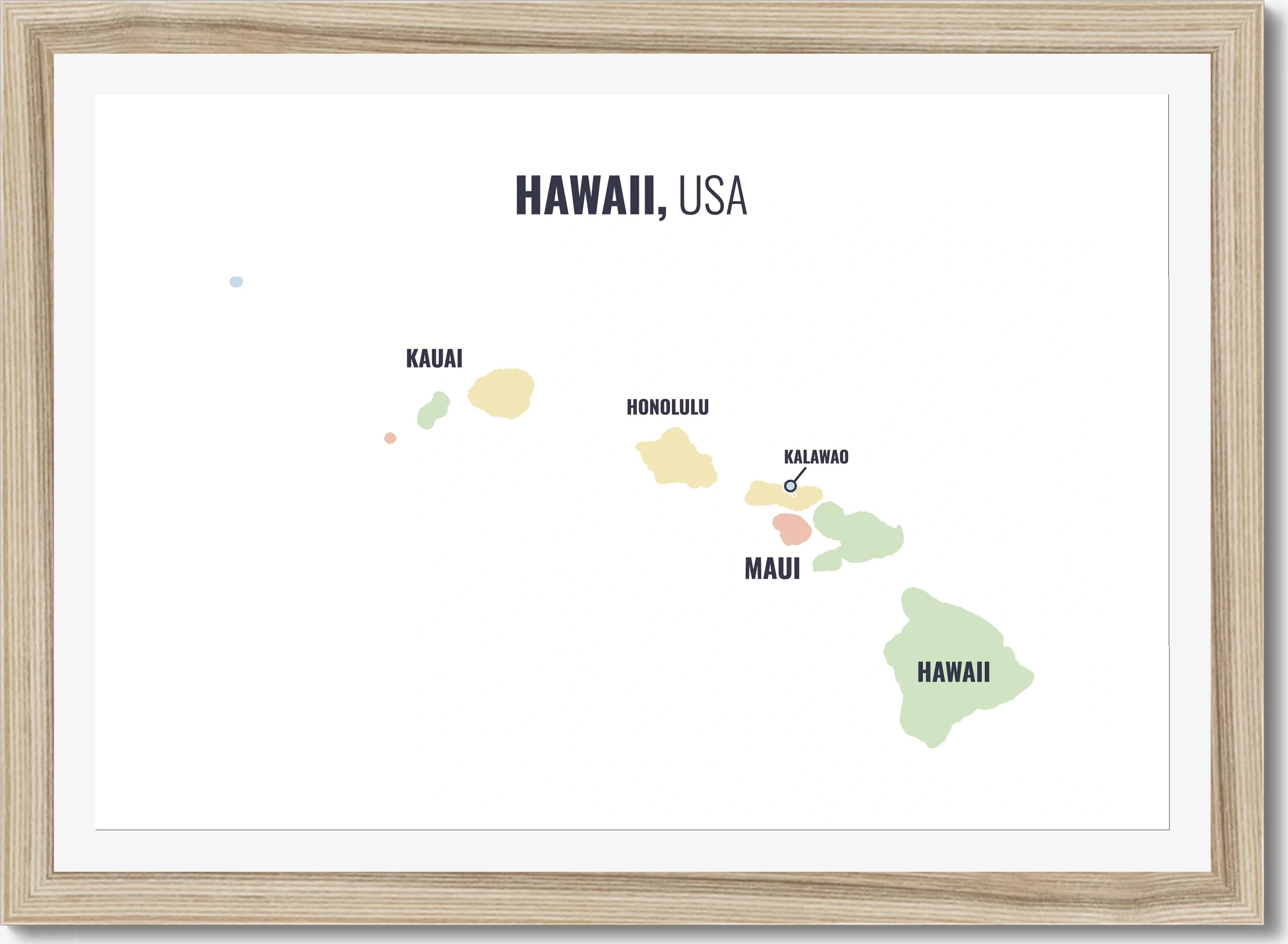 County map of Hawaii, all 5 counties named