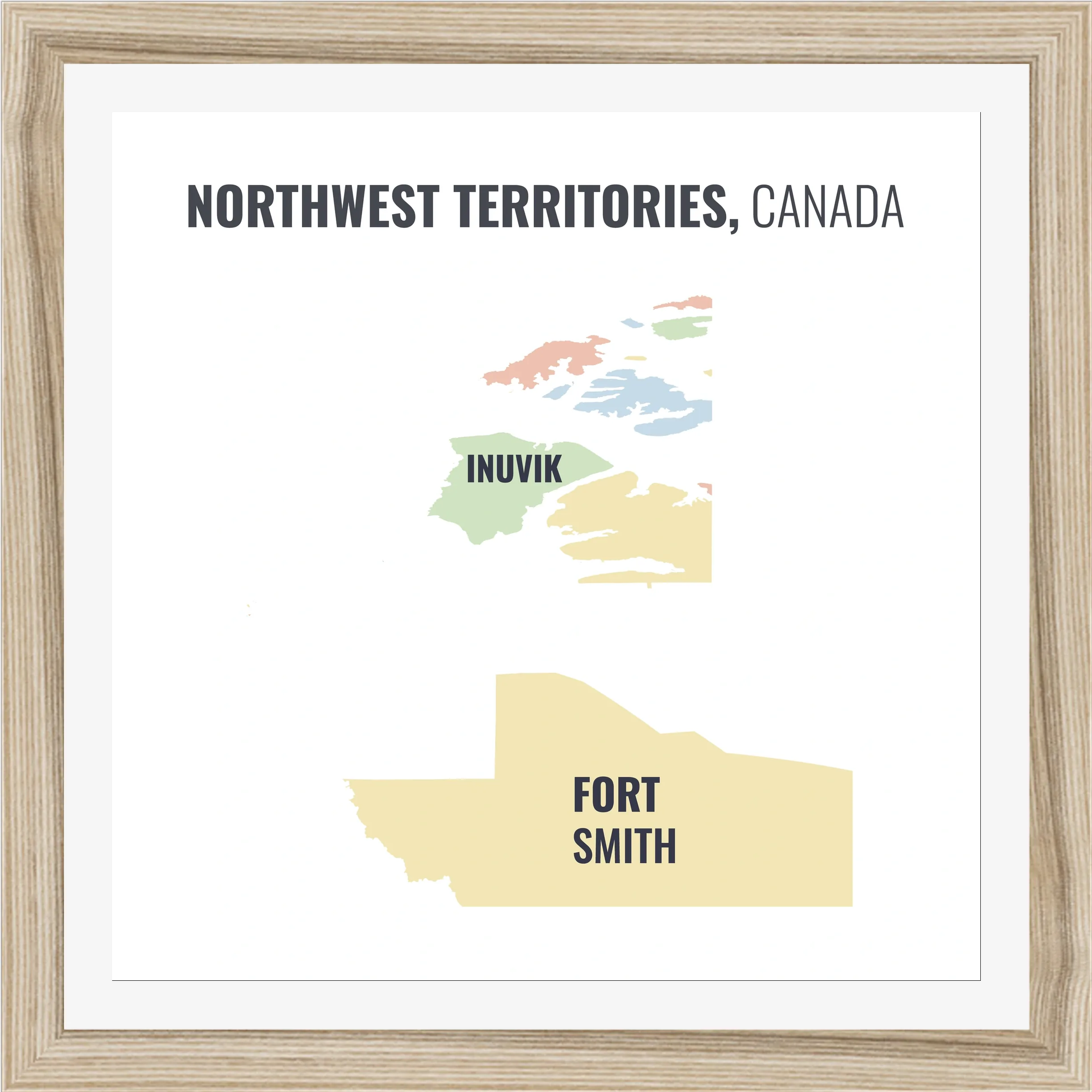 Census division map of Northwest Territories, all 2 census divisions named