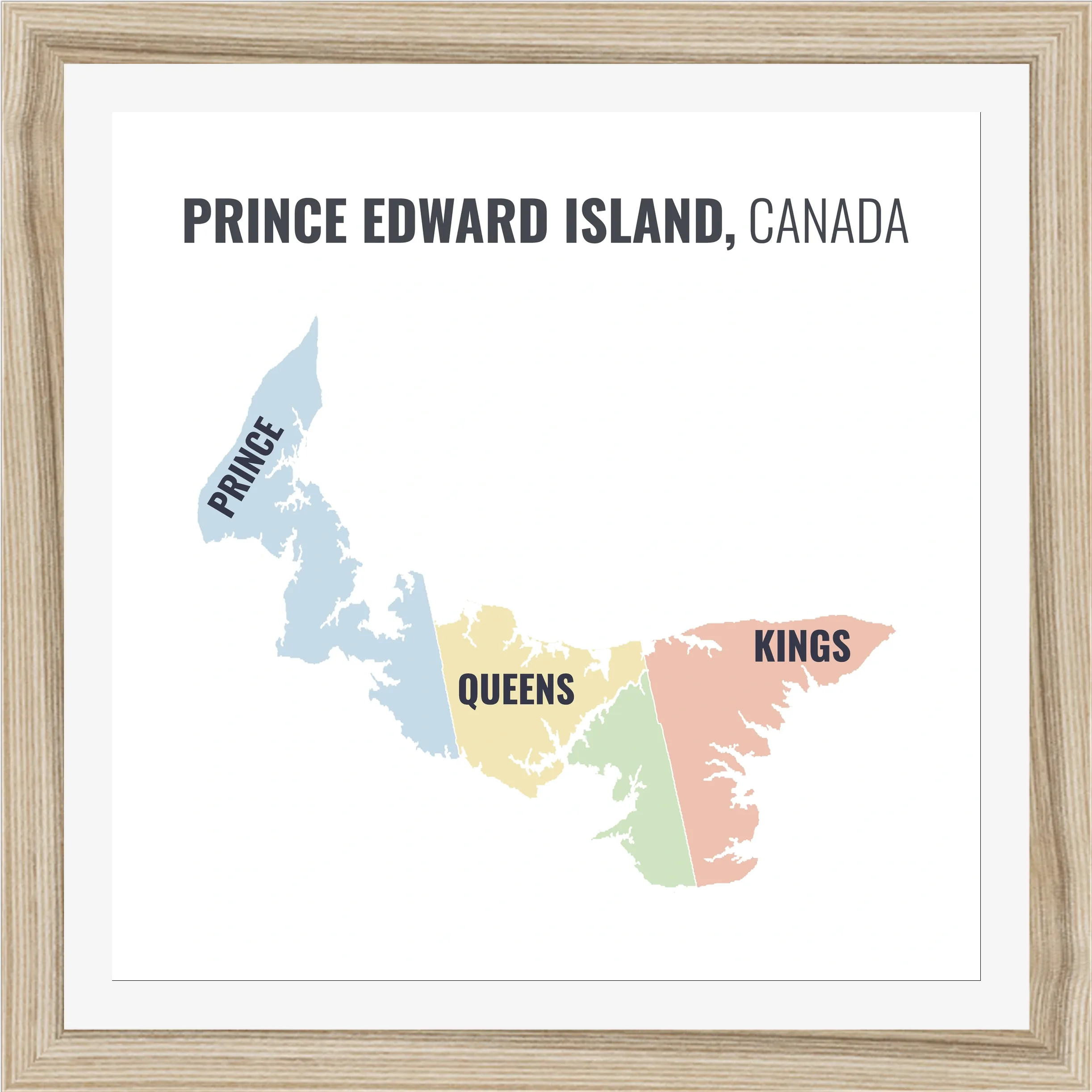 Census division map of Prince Edward Island, all 3 census divisions named