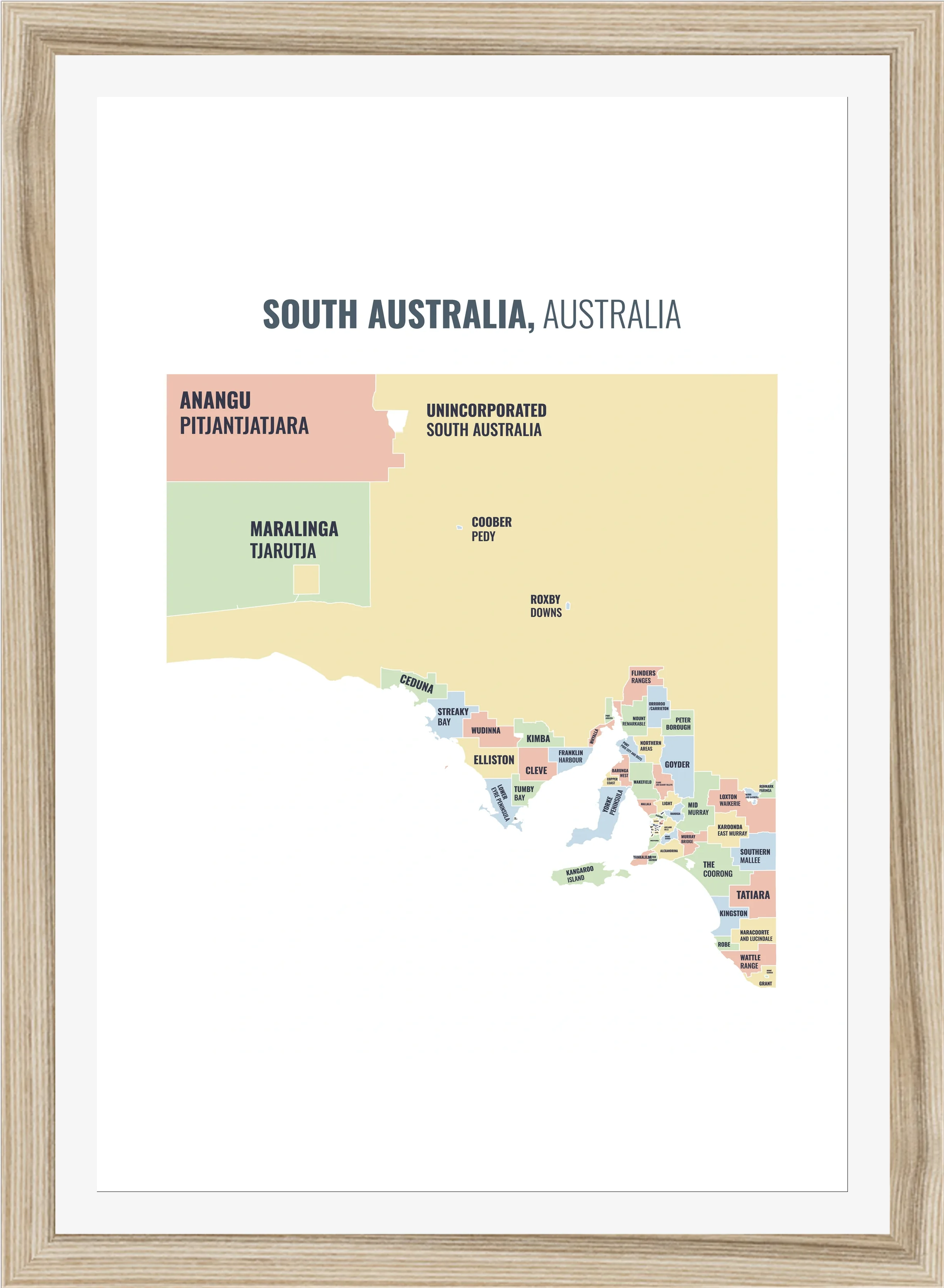 Local government area map of South Australia, all 71 local government areas named
